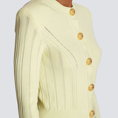 Round Neck Knitted Fabric Exquisite Cardigan High Quality Nini Styles