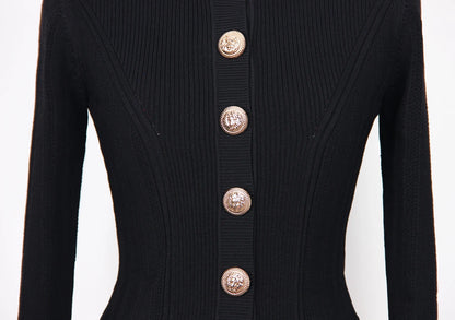 Round Neck Knitted Fabric Exquisite Cardigan High Quality Nini Styles