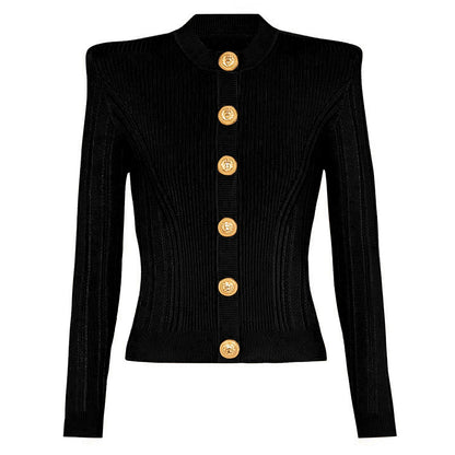 Round Neck Knitted Fabric Exquisite Cardigan High Quality Nini Styles