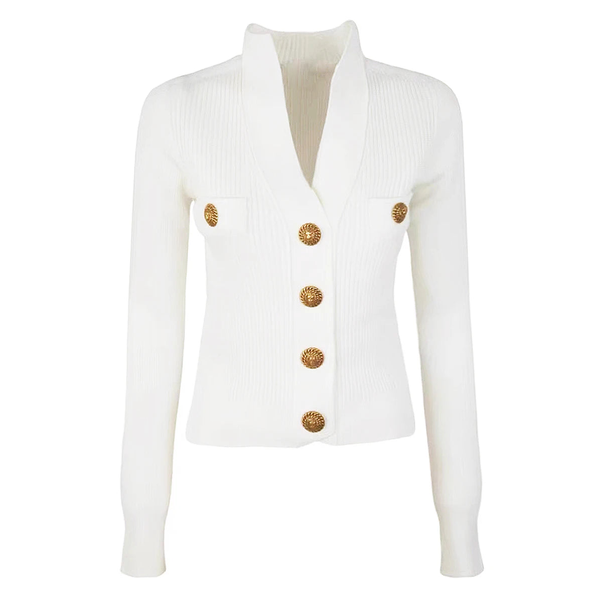 Long Sleeve Short V Neck Versatile Knitted Sweater Cardigan - Nini Styles