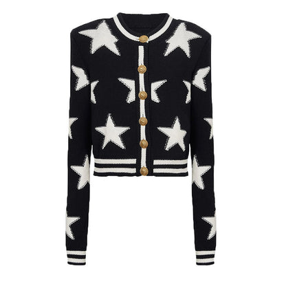 Long Sleeve Round Neck Knitted Cardigan Sweater - Nini Styles