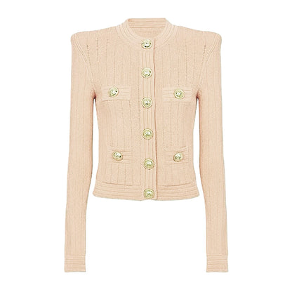 Long Sleeve Short Round Neck Cardigan - Nini Styles
