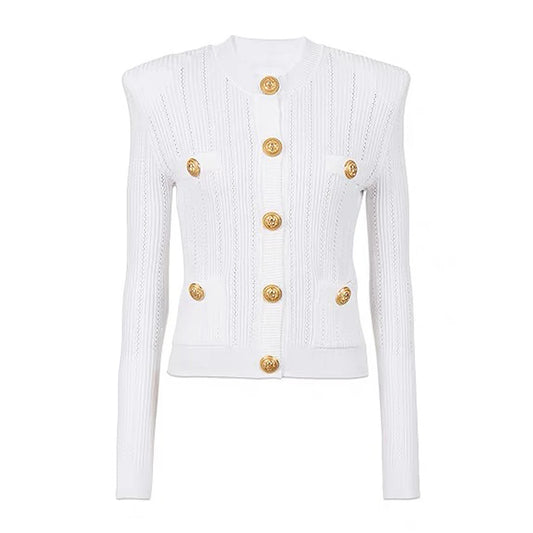 Long Sleeve Short Round Neck Cardigan - Nini Styles