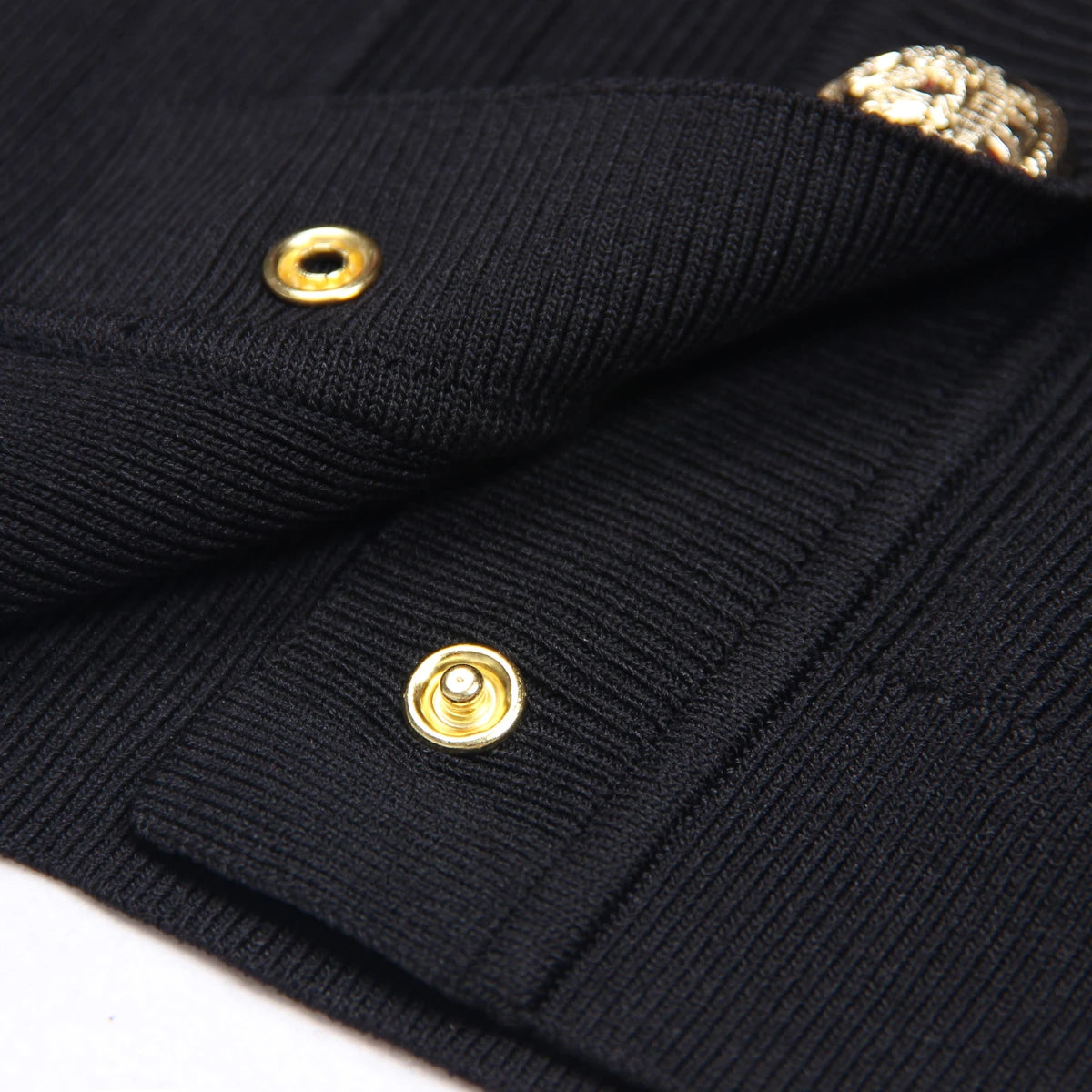 Knitted Fabric Button Short Sleeve With Pockets Cardigan - Nini Styles