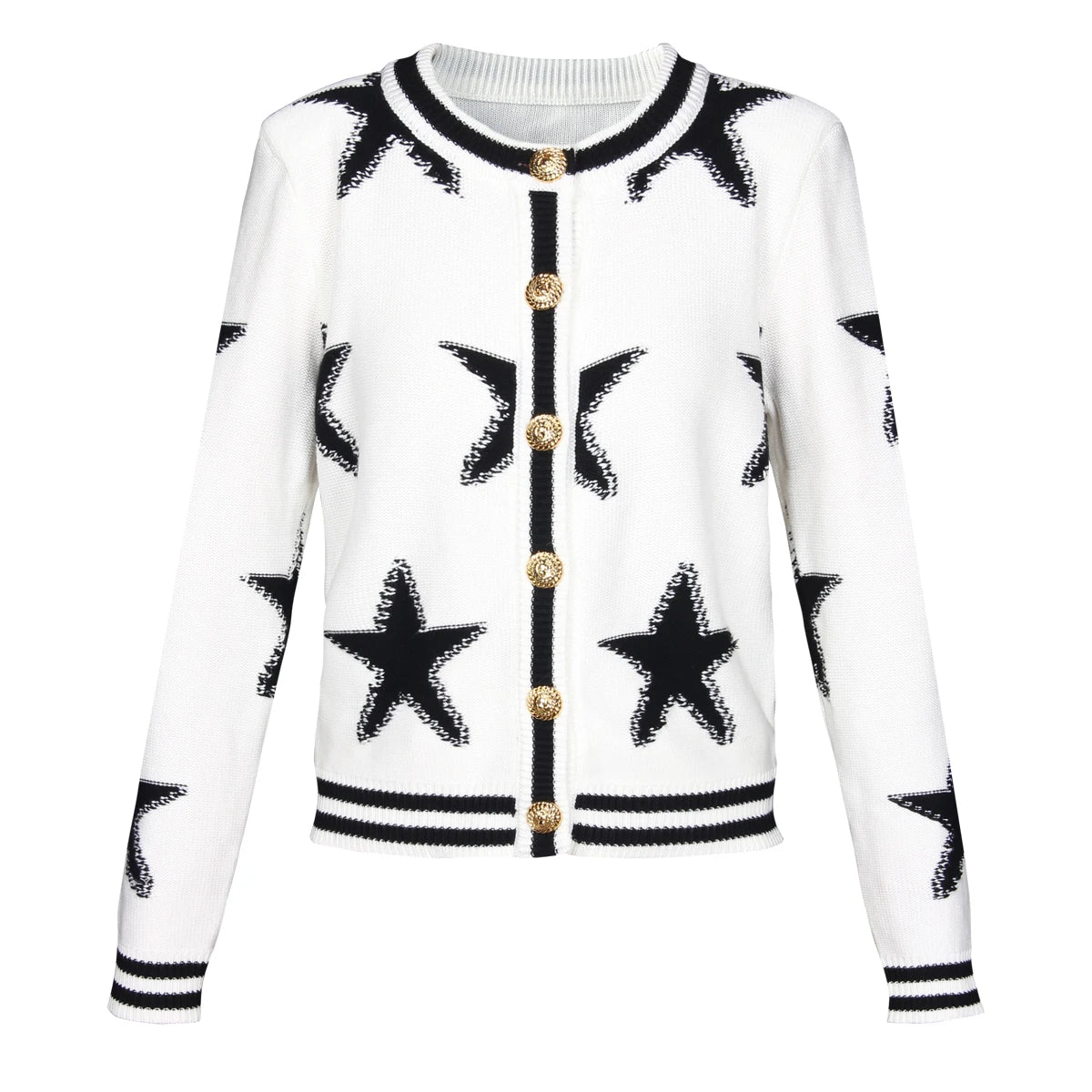 Long Sleeve Round Neck Knitted Cardigan Sweater - Nini Styles