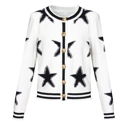 Long Sleeve Round Neck Knitted Cardigan Sweater - Nini Styles