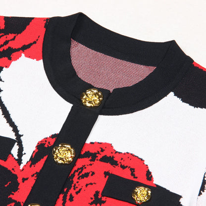 Slim Short Sleeve Shirt With Rose - Nini Styles