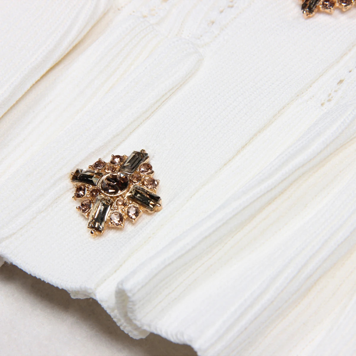 Knitted V-neck Long Sleeved Cardigan With Gold Buttons and Skirt Set - Nini Styles