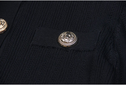 Long Sleeve Short Round Neck Cardigan - Nini Styles
