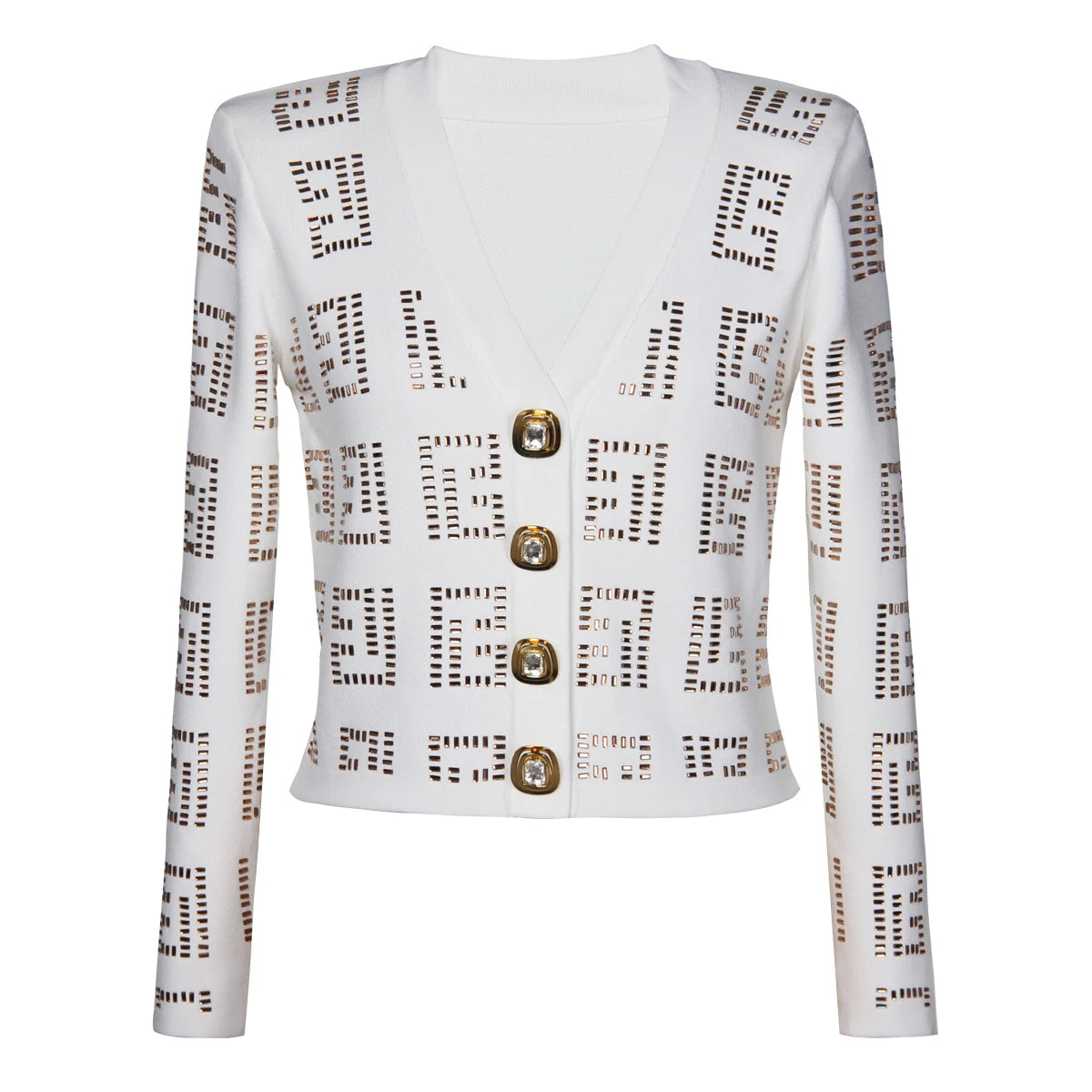 Long Sleeved V Neck Cardigan with Buttons - Nini Styles
