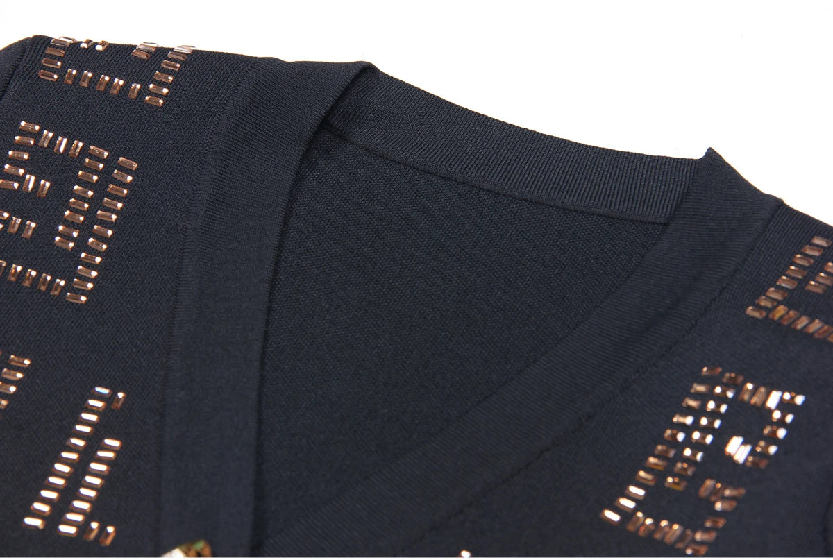 Long Sleeved V Neck Cardigan with Buttons - Nini Styles