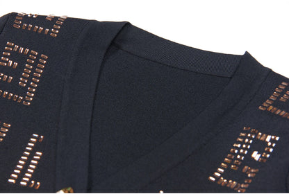 Long Sleeved V Neck Cardigan with Buttons - Nini Styles