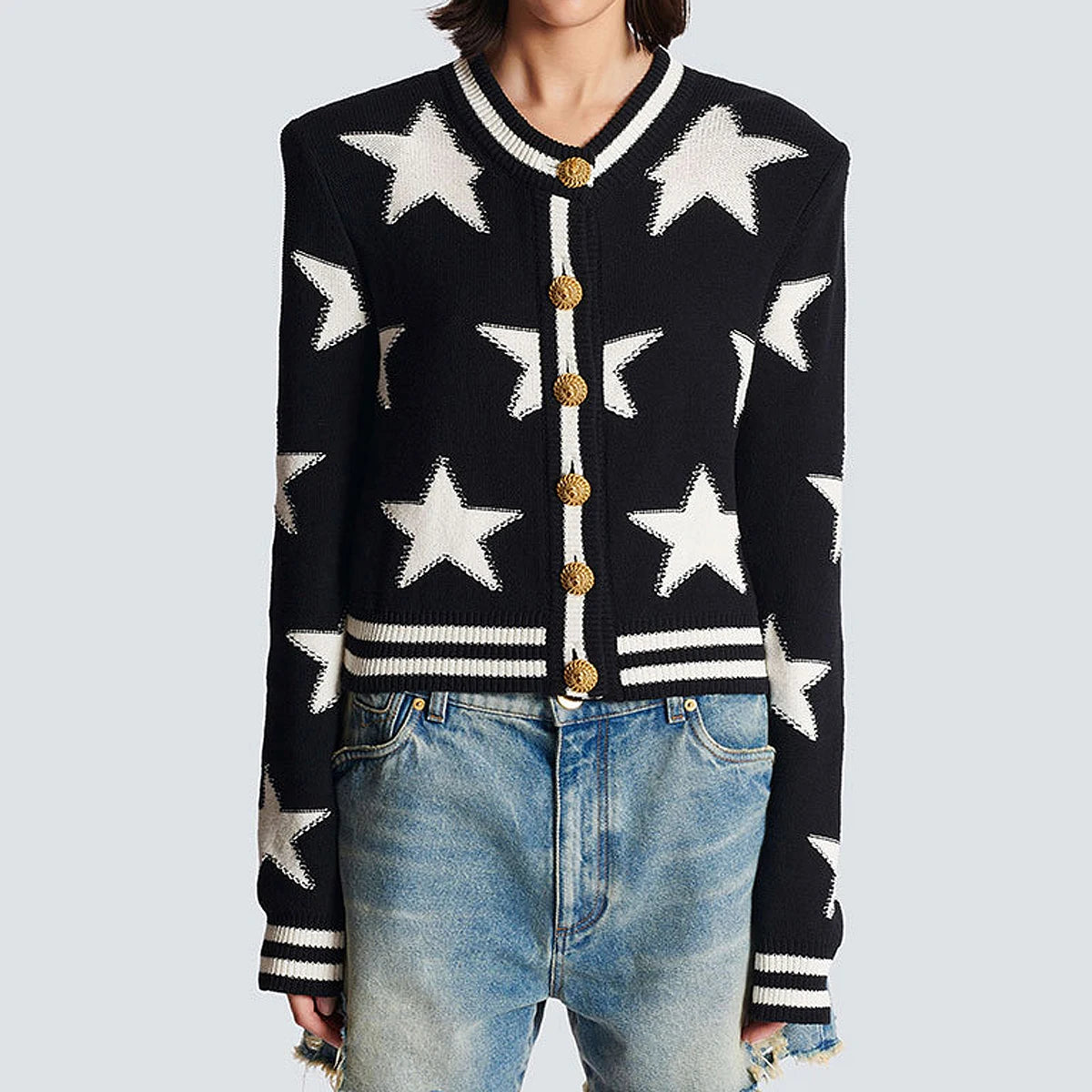 Long Sleeve Round Neck Knitted Cardigan Sweater - Nini Styles