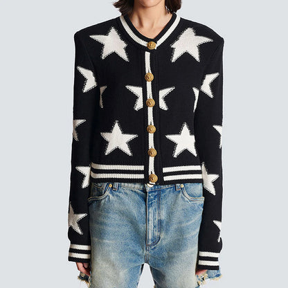 Long Sleeve Round Neck Knitted Cardigan Sweater - Nini Styles