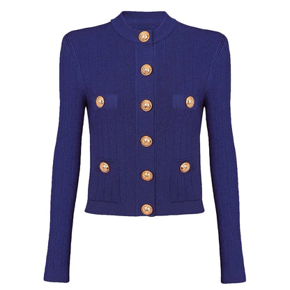 Long Sleeve Short Round Neck Cardigan - Nini Styles